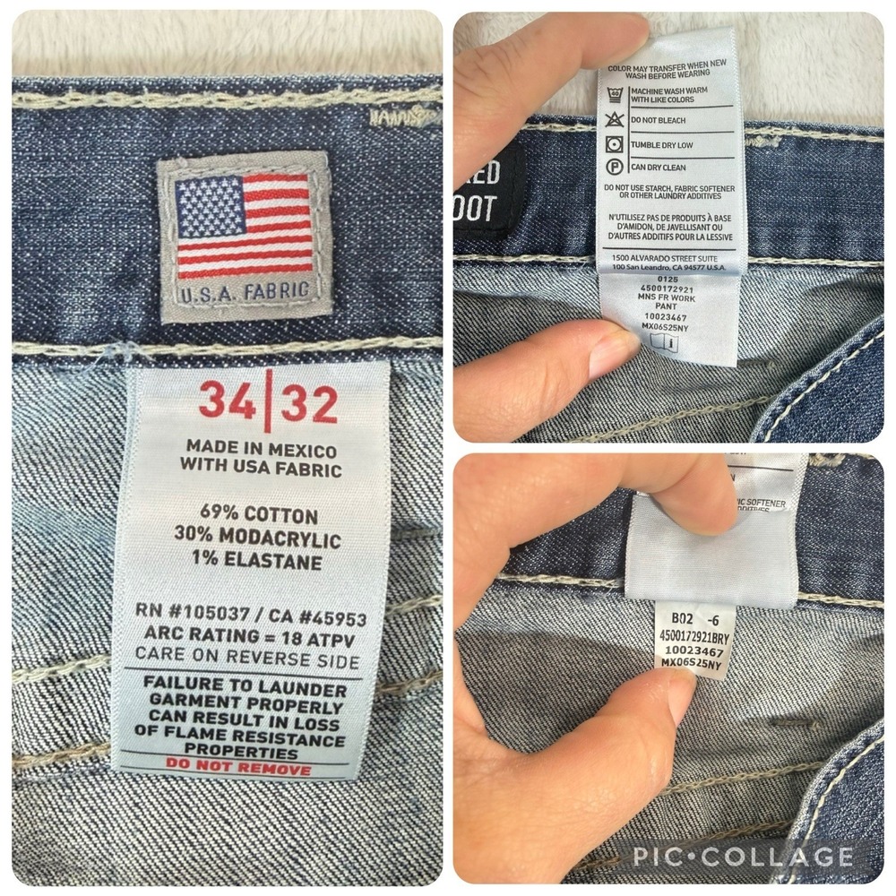 ARIAT M4 FR Flame Resistant Work Jeans Men's 34X31 Relaxed Boot CAT 2 Blue - Picture 7 of 14
